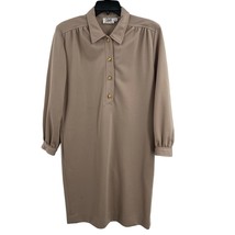 Studio Collection Vintage Tan Knit Shirt Dress Size 12P - £24.58 GBP
