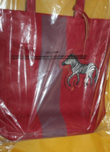 Saks Fifth Avenue Red With Stripe Vinyl And Zebra Tag Handbag Shoulder T... - £19.45 GBP