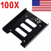 100Pcs/lot Metal 2.5&quot; to 3.5&quot; Hard Drive Bracket SSD Solid State Disk Ca... - £133.16 GBP