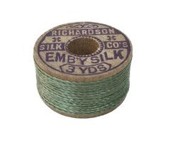 Antique Richardson Embroidery Silk 3 Yards Pastel Green Spool Unused Dea... - $10.00