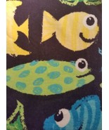 Fish Beach Bath Pool Towel 34 in x 64 in Blue Green &amp; Yellow Oversize Set/2 - $8.39