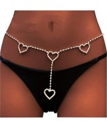 Rhinestone Body Chains Belt Crystal Waist Chains Heart Pendant Gold Summ... - $12.86