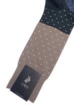 Punto Italian Polka Dot Dress Socks Egyptian Cotton 10-13 Ocean Blue Gray Italy - £23.04 GBP