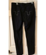 QQMY Mid Rise Black Jeans Embroidered Back Pockets Juniors Size 11-12 - £10.28 GBP