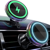 For Magsafe Car Mount Charger, 15W Magnetic Wireless Car Charger With 8 Rgb Led  - £35.43 GBP
