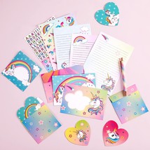 Unicorn Stationery Set - 69 Pcs Letter Writing Paper Kit For Girls Kids Children - £15.17 GBP
