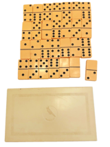 Dominos Butterscotch Cardinal w Original Plastic Box Set #500 Vintage - $46.61