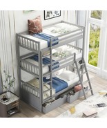 Twin Size Triple Bunk Bed with Two Drawers - $640.00