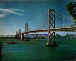 Bay Bridge and Skyline San Francisco California 1948 Chrome Postcard B3 - $3.02