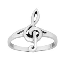 Small Treble Clef Musical Note Sterling Silver Ring-9 - £12.85 GBP
