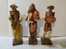 Vintage Paper Mache Mexican Folk Art Fishing Men and Woman Villagers Set 3    - $79.14