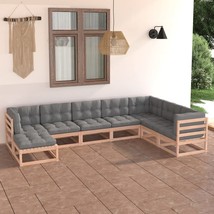  Garden Lounge Set Natural wood, Grey cushions - $20,114.15 MXN