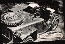 Vintage Jeep with Mounted 37mm anti-tank Gun Lithograph WWII Era Army USA - £27.40 GBP