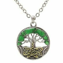 Celtic Green Tree Of Life Alloy Necklace Lead Free - £13.58 GBP