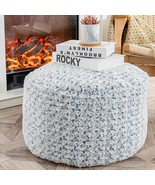 Asuprui Grey Pouf Ottoman Unstuffed Foot Rest 20X20X12 Inches Round Otto... - $51.65 CAD