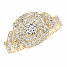 ANGARA Vintage Diamond Double Halo Engagement Ring in 14K Gold (HSI2, 0.57 Ctw) - £1,764.91 GBP