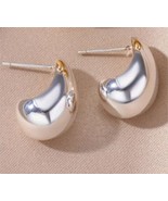 18 carat gold plated oval water drop  earring in silver color - £6.69 GBP