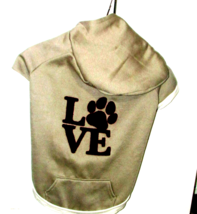 pet hoodie 'love' by 7th and Hudson  tan white burgundy hood has hearts ... - $8.40