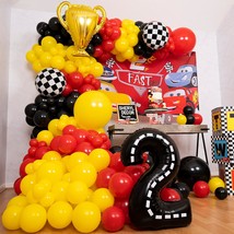 100Pcs, Easy Diy  Cars Balloon Garland Kit &amp; Arch With Bonus Trophy &amp; Number 2 - - £31.96 GBP