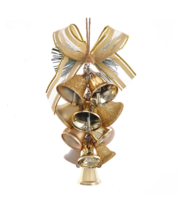 Kurt Adler 5.5&quot; Ivory &amp; Gold Finish Metal Cluster Bell Christmas Ornament D4359 - £11.68 GBP