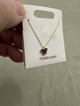 Disney Parks Mickey Mouse Faux Amethyst February Birthstone Necklace Gold Color image 3