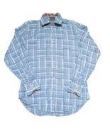 Thomas Dean Men&#39;s Size S 100% Pima Cotton Long Sleeve Button-Up Blue Pla... - £13.46 GBP