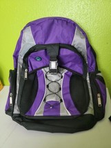 Purple Black Silver School Bag Backpack Back Pack Euc Shalam  - $29.39