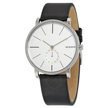 Skagen SKW6274 Men&#39;s White Dial Black Leather Strap Watch - £109.26 GBP