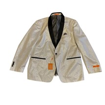 Tallia White Silver Glitter Tuxedo Blazer Jacket Black Trim Formal Size ... - $150.00