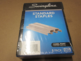 Swingline Standard Staples 1/4&quot; Length 210 Per Strip 5,000/Box 5 Boxes 25,000 St - £11.74 GBP