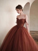Beautiful Luxury Caramel Colour Prom Dress Sweetheart Elegant A-Line Spaghetti S - £311.39 GBP