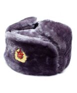 Echte Graue Russische Militär Ushanka Mit Sowjetischem Roten Armee Emblem - $43.76