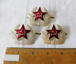 3 Vintage USSR Soviet Union Russia Hat Pins Badge Army Red Star Hammer Sickle - £6.29 GBP