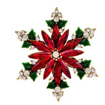 Snowflake brooch celebrity flower pin vintage look gold plated queen bro... - $21.77