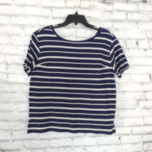 Old Navy Blouse Womens Small Blue White Striped Short Sleeve Faux Button Back - £14.38 GBP