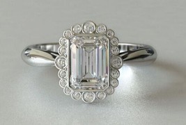 Emerald Cut 2.15Ct Simulated Diamond Engagement Ring Solid 14k White Gold Size 6 - £195.75 GBP