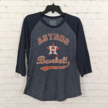 Majestic Threads Baseball Tee Womens Medium Gray 3/4 Sleeve Crew Houston Astros - £12.14 GBP