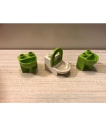 LEGO DUPLO  LOT OF 3:  2 SINKS &amp; TOILET WITH LIFT UP SEAT. GREEN WHITE - $14.84