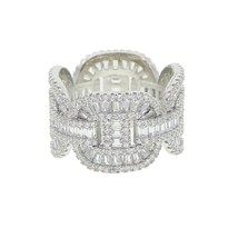 5A cubic zirconia iced out bling baguette cz engagement band full cz ete... - $26.48