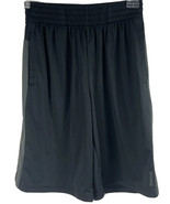 Reebok Kids Active Shorts Long Size M 10/12 Black with Gray Stripe Elast... - £6.11 GBP
