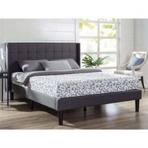 Queen Size Grey Wingback Upholstered Platform Bed - $10,316.24 MXN Queen Size Grey Wingback Upholstered Platform Bed - $10,316.24 MXN
