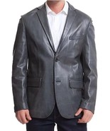 Blazer de piel de cordero formal con estilo para hombre gris de dos boto... - $235.40 CAD+