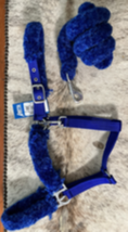 FUZZY Halter and Lead Horse Size Blue NEW image 2