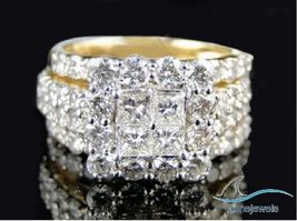 Princess Cut Diamond Bridal Set Engagement Ring 2.30 CT. T.W. Yellow Gold Finish - £79.65 GBP