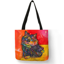 Lovely Fashion Bolsos Mujer Oil Painting Style Shoulder Bags Colorful Cats Eco L - £13.75 GBP