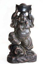 Old Vintage Hand Carved Resin Lucky Buddha Figurine Statue 7&quot; Home Decor Collect - £49.66 GBP