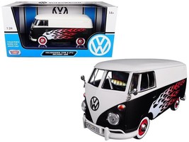 Volkswagen Type 2 (T1) Delivery Van with Flames 1/24 Diecast Car Model by Motor - £35.53 GBP