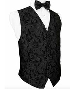 Black Silk Tapestry Tuxedo Vest and Bowtie Size 3Xlarge - $147.00