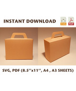 Briefcase box template, gift box with handle, briefcase gift box, SVG PD... - $1.49