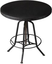 Hall Table Industrial Round Adjustable Distressed Black Metalworks Gray Iro - £682.77 GBP